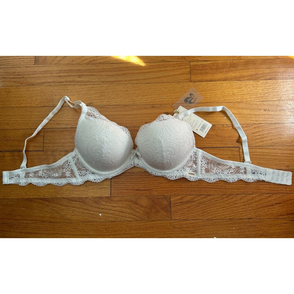 36C Bra Ivory Floral Lace Push Up Underwire Bra Padded Convertible Support Comfy